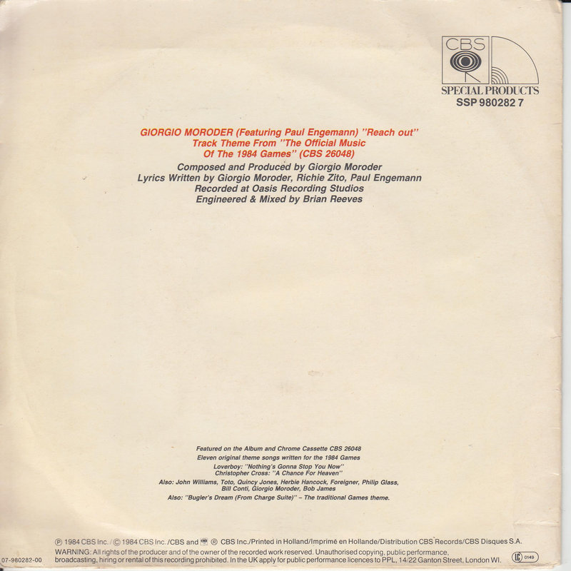 Giorgio Moroder Featuring Paul Engemann – Reach Out