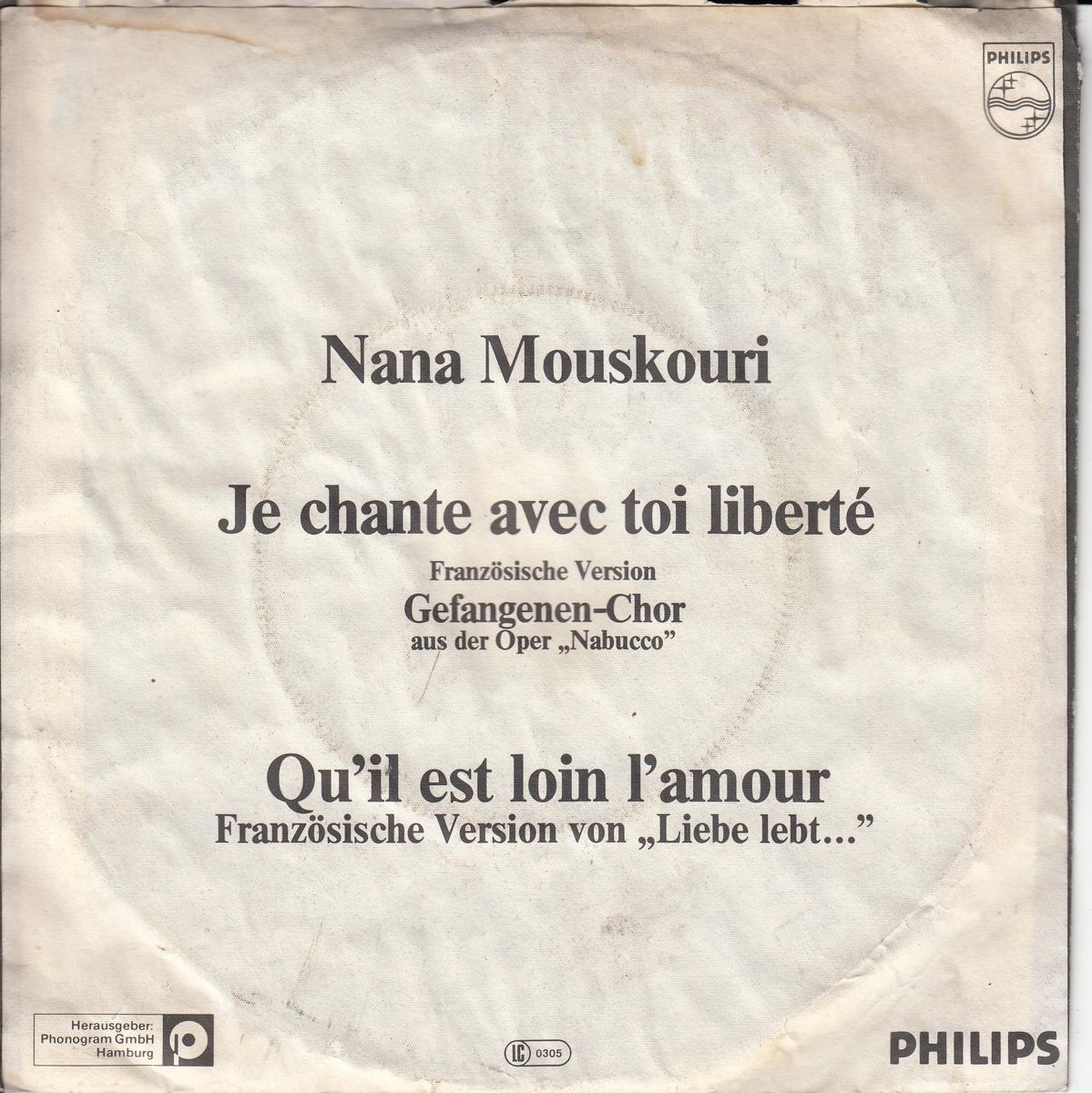 Nana Mouskouri - Je Chante Avec Toi Liberté