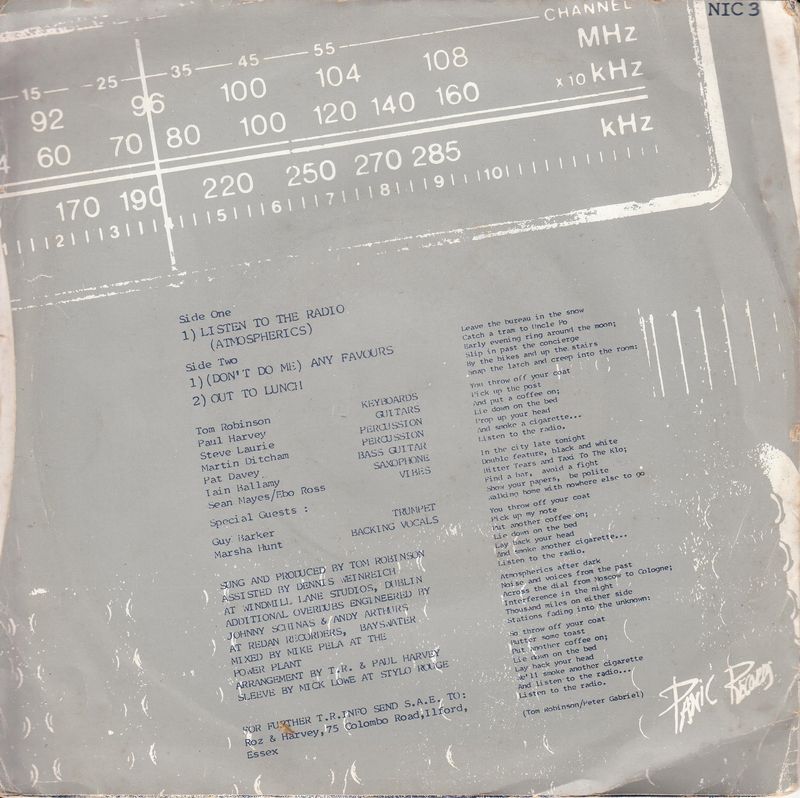 Tom Robinson – Listen To The Radio (Atmospherics) (UK)