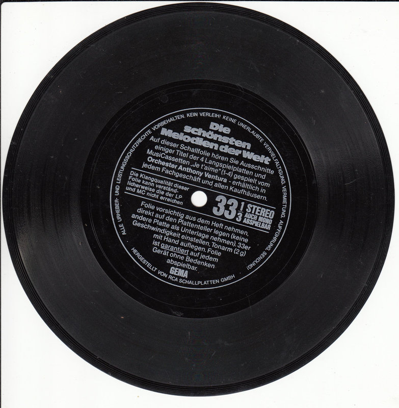Orchester Anthony Ventura – Die Schönsten Melodien Der Welt (Single-Sided) (Flexi-Disc)