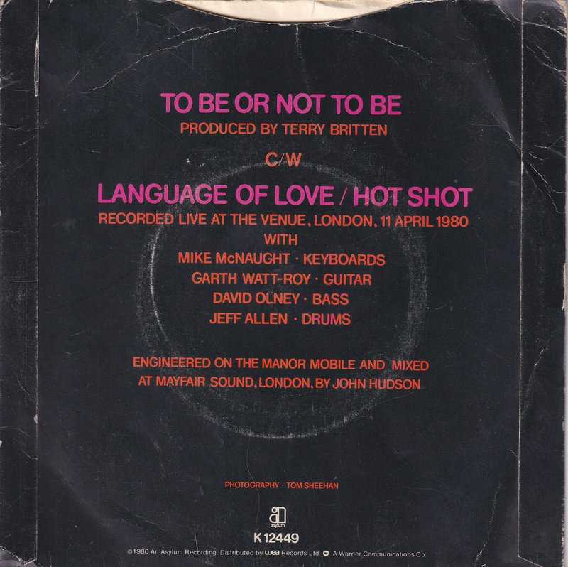 B. A. Robertson – To Be Or Not To Be (UK)