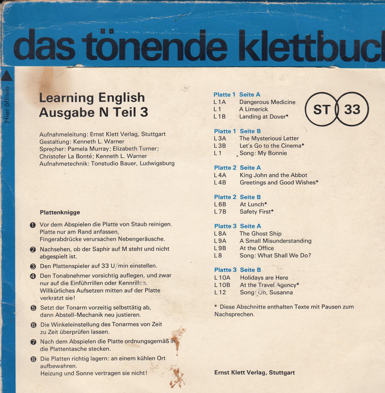 Various – Das Tönende Klettbuch (Learning English Ausgabe N Teil 3)