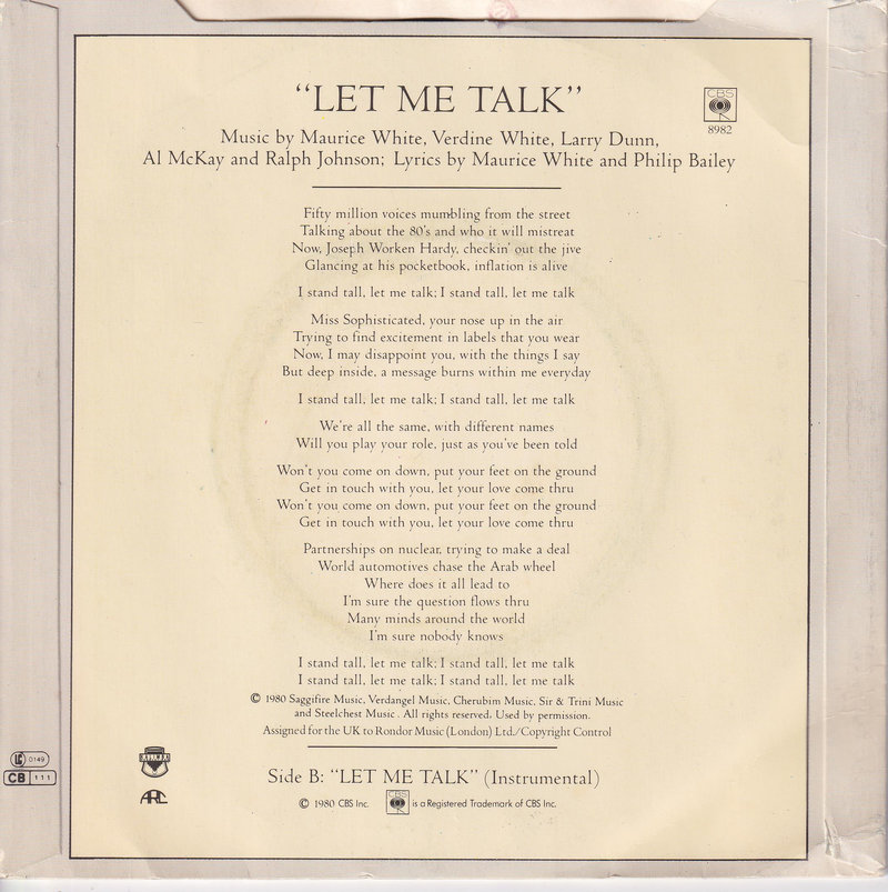 Earth, Wind & Fire – Let Me Talk (UK)